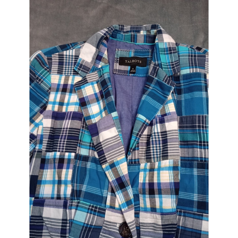 Talbots Summer Madras Patchwork Plaid Blazer Wome… - image 2